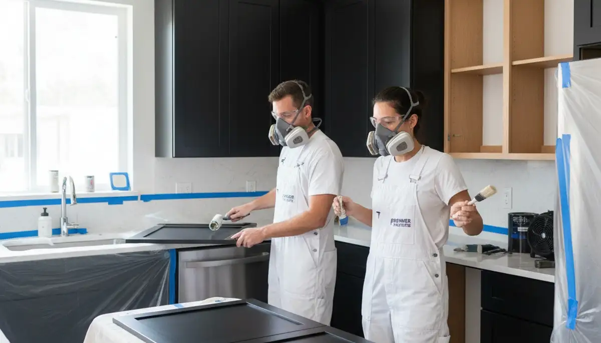 Professional cabinet painting service in Dallas, TX showcasing freshly painted kitchen cabinets