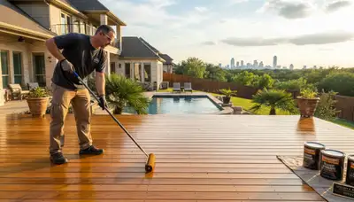 Professional deck staining in Dallas TX enhancing wood color and protecting outdoor decks from sun and moisture