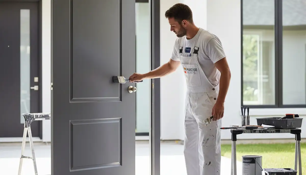 Professional door painting and refinishing at a Dallas TX home by expert local painters
