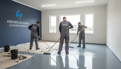 Professional epoxy floor coating installation in Dallas, TX garage by expert house painters