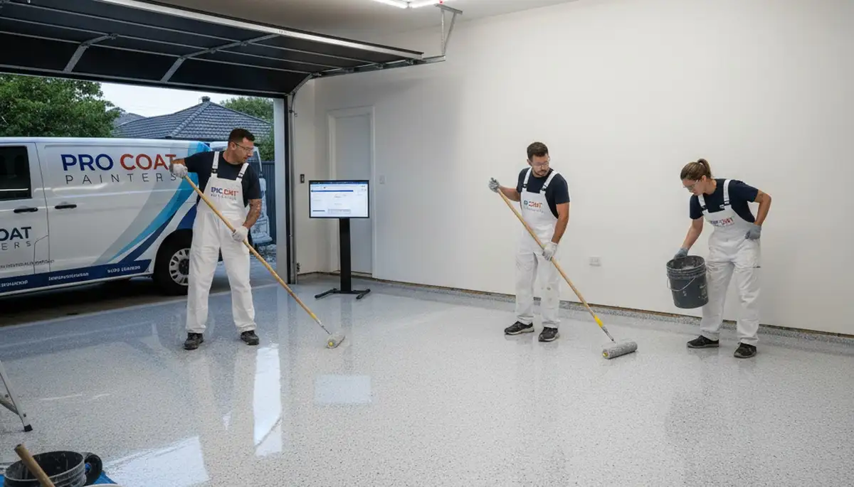 Professional epoxy floor coating in Dallas TX garage by expert house painters