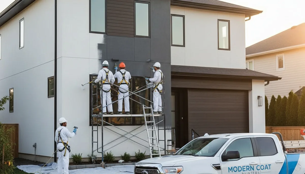 Professional exterior house painters in Dallas, TX applying durable weather-resistant paint finish