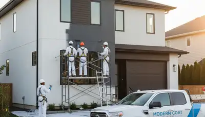 Professional exterior house painters in Dallas, TX applying durable weather-resistant paint finish
