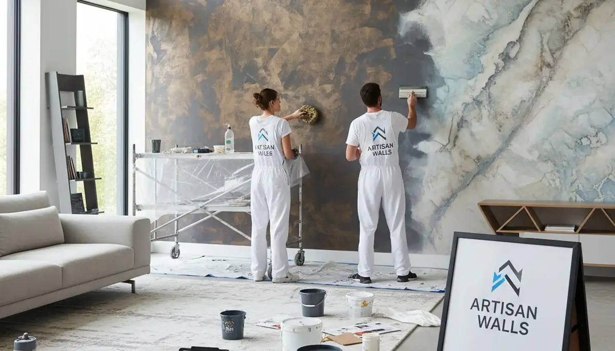 Professional faux painting finish by expert house painters in Dallas, TX interior wall project