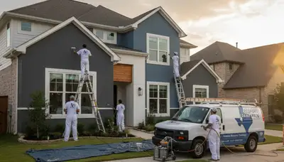 Professional house painters in Dallas TX applying fresh exterior paint to a residential home