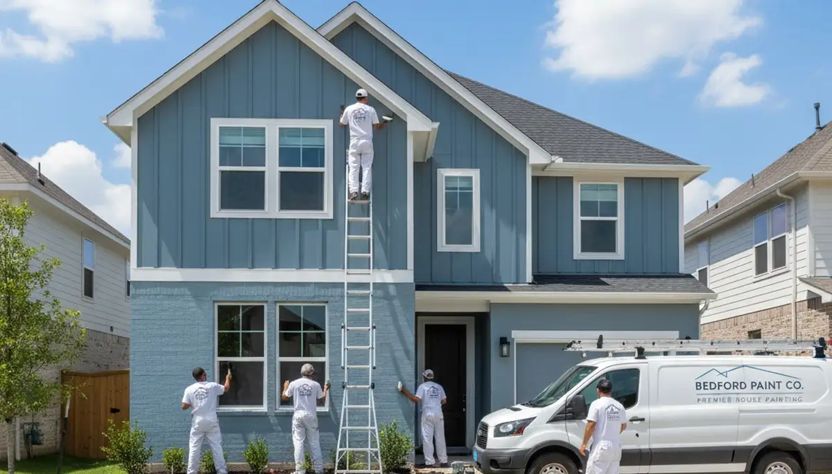 Professional house painters working on residential exterior in Dallas, TX
