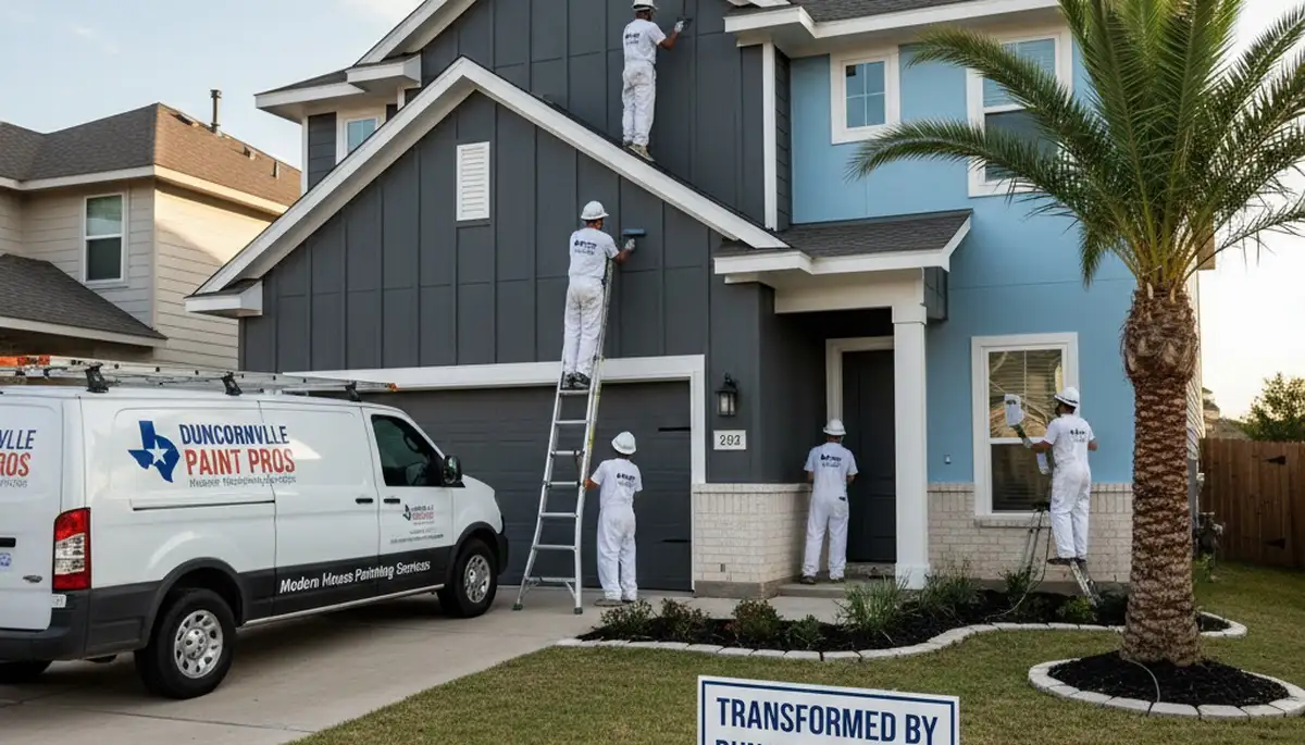 Dallas, TX house painters applying exterior paint for a residential painting project