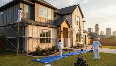 Professional house painters enhancing home exterior in Dallas, TX