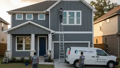 Professional house painters working on residential exterior in Dallas TX