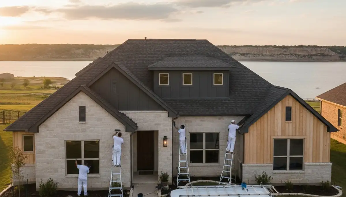 Professional house painters in Dallas TX applying fresh exterior paint to a residential home
