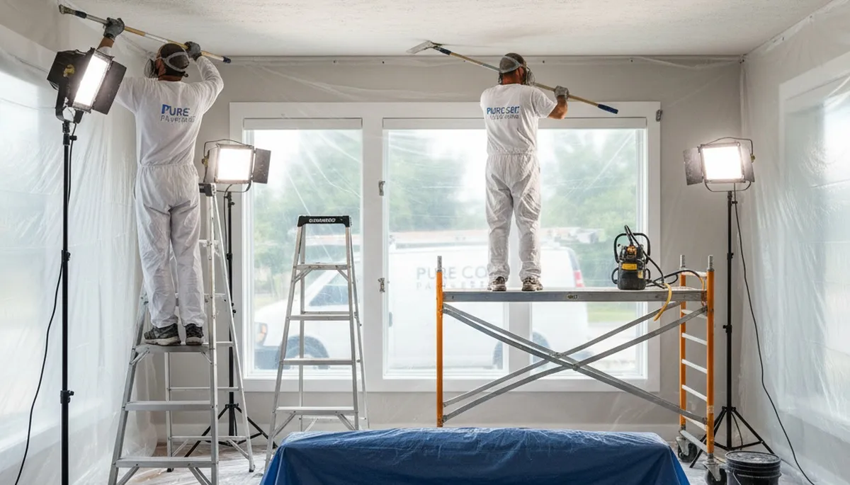 Professional popcorn ceiling removal in Dallas TX home by expert house painters