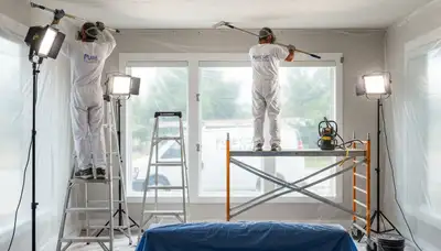 Professional popcorn ceiling removal in Dallas TX home by expert house painters