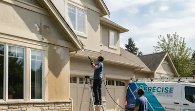 Professional pressure cleaning service in Dallas TX removing dirt and grime from home siding and driveway