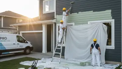 Professional siding painting on Dallas TX home exterior by expert house painters
