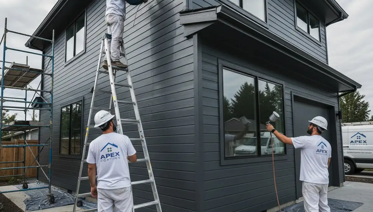 Professional siding painting on Dallas TX home exterior by expert house painters