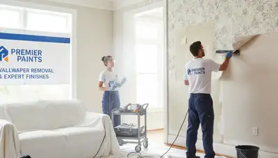 Professional wallpaper removal service in Dallas TX home by expert house painters preparing walls for paint