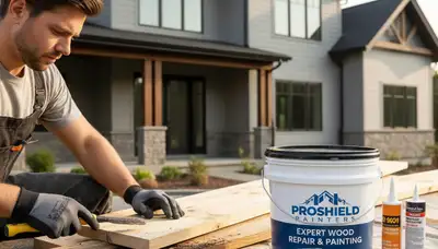 Professional wood rot repair by house painters restoring exterior trim in Dallas, TX