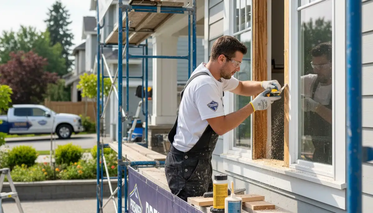 Professional wood rot repair on home exterior by expert house painters in Dallas, TX